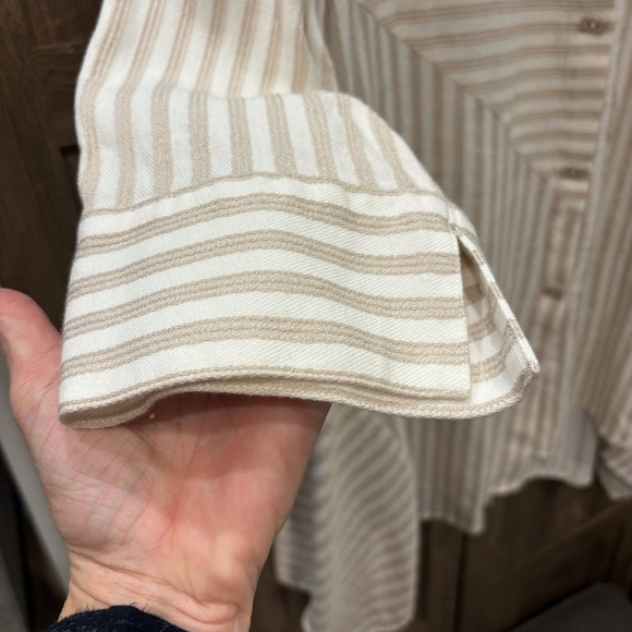 Soft Surroundings Large Standout Striped Asymmetrical Button Down Shirt Tunic - Picture 8 of 12